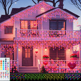 Pooqla color changing icicle lights with remote for 34 colors and 165 LEDs.