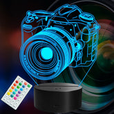 POSSHE camera 3D night light with remote illuminates a desk
