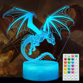 POSSHE Dragon Night Light showing a vivid 3D dragon projection for kids' room ambiance