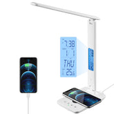 Poukaran LED desk lamp with wireless charger enables simultaneous charging at your desk.