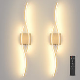 Povectolay battery-powered wall sconces set of two in gold for quick wireless installation