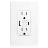 POWAWINI GFCI outlet with USB-C and USB-A ports for fast device charging.