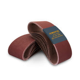 POWERTEC 3x21 belt close-up showing 40 grit for heavy wood removal