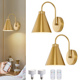 Powfloven Vintage Gooseneck Sconce in brass close-up showing premium finish and ambience.