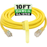POWGRN 10ft 10AWG outdoor extension cord ready for heavy-duty use outdoors