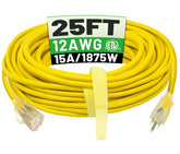 POWGRN 25ft outdoor extension cord with LED indicator for quick power status
