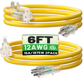 POWGRN 2-pack 6ft extension cord with indicator end for safer outdoor use.