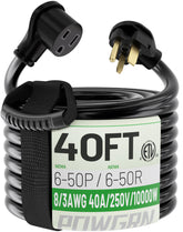 PowGRN 40ft welder extension cord for easy positioning on job sites.