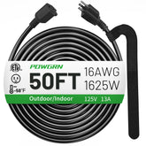 POWGRN 50 ft outdoor extension cord with waterproof jacket for tough weather use.