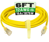 POWGRN 6ft outdoor extension cord for heavy-duty use