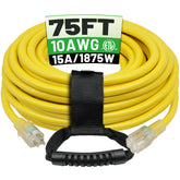 POWGRN 75 ft 10AWG outdoor extension cord for heavy-duty power outdoors