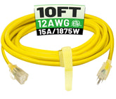 POWGRN lighted-end outdoor extension cord for safer nighttime visibility.