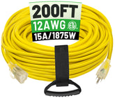 POWGRN outdoor extension cord lighted end for safe nighttime power and visibility.