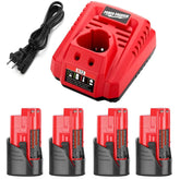 Powilling four 3500mAh Milwaukee batteries ready for extended use