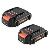 Powilling WA3525 20V battery front view for Worx compatibility and easy handling.