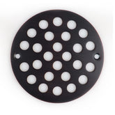 Poyde 4-inch round drain cover in oil-bronze finish, durable bathroom upgrade