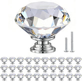 POZEAN crystal cabinet knob closeup on a maple drawer adds sparkling elegance.