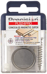 Precision Lock PLS-24 PRO concealed magnetic catch in silver for clean cabinet closures