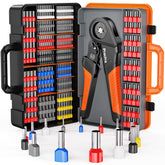 Preciva ferrule crimping tool kit with bow handle for smoother, less strenuous crimping.