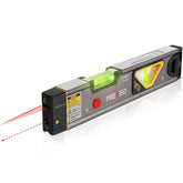 Prexiso 2-in-1 laser level showing the 100 ft alignment point for room planning.