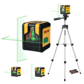 PREXISO laser level with tripod setup shows precise alignment for tile work.