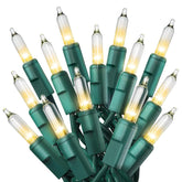 PREXTEX 100 count clear Christmas lights on green wire illuminate indoors and outdoors