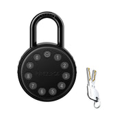 Prezlock electronic padlock front view showing keypad cover and durable shackle for outdoor security