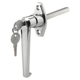 Prime-Line GD52123 chrome door handle, front view, durable diecast for garages and RVs