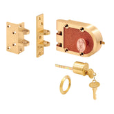 Prime-Line SE 15361 deadbolt with brushed brass finish provides durable entry protection.