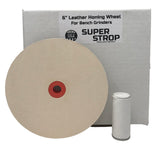 Pro Sharpening Supply leather honing wheel mounted on a 6in grinder for easy edge care