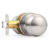 Probrico brushed nickel passage knob with round knob for interior doors; no locking required.
