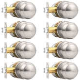 Probrico brushed nickel passage knob with round rose for hall and closet doors