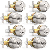 Probrico four-pack keyed-alike exterior lock set with knob and deadbolt.