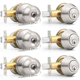 Probrico exterior lock set brushed nickel three-pack keyed-alike for easy access