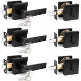 Probrico flat black square entry lever on front door with smooth operation