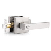 Probrico privacy lever close-up in satin nickel finish for interior privacy on bathrooms or bedrooms.