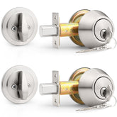 Probrico keyed-alike deadbolt in brushed nickel with installation kit.