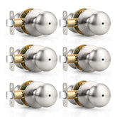 Probrico keyless privacy doorknob six pack in brushed nickel for interior bedroom and bath doors