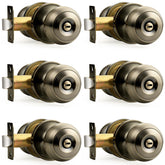 Probrico bed/bath keyless privacy knobs antique brass for six doors, easy privacy without keys.