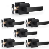 Probrico matte black passage lever square handle for interior doors with durable performance