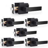 Probrico matte black privacy door lever pack, front view for bedrooms and baths