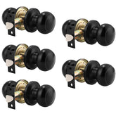 Probrico round passage knob black front view, durable interior hardware.