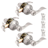 Probrico satin nickel keyed-alike 3-pack entry levers for simple key control