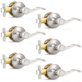 Probrico satin nickel wave lever pack for six interior doors, cohesive look