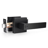 Probrico square door handle matte black front view for modern interiors.