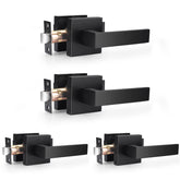 Probrico square passage levers matte black front view demonstrates durable, easy-to-use hardware