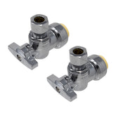 PROCURU pushfit angle stop valve front view shows tool-free installation for copper or PEX.