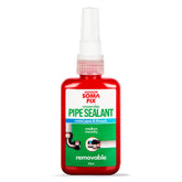 Professional Soma Fix pipe thread sealant bottle ready for leak-free sealing around fittings.