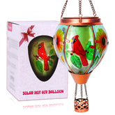 Profinella solar hot air balloon lantern with cardinal glass glows warmly for garden nights