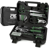 Prostormer 93-piece tool kit with green toolbox, organized storage for home repairs.